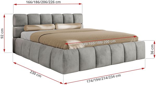 Doppelbett mit Gasdruckfeder, Polsterbett NIRA CLASSIC Holzlattenrost Bett mit Stauraum, gepolstertes Kopfteil Bettkasten Foam Matratze - 160 x 200 cm - Hellgrau Velvet - MIRO LUX Bild 4