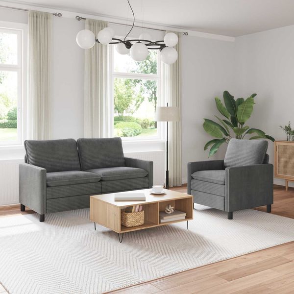 vidaXL Sofa Set 2 pcs Hellgrau Polyester 3417094