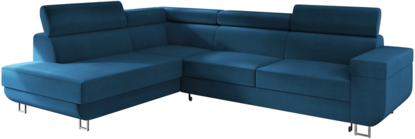 Mirjan24 'Fonti' Ecksofa, mit Bettkasten und Schlaffunktion, Blau, Links