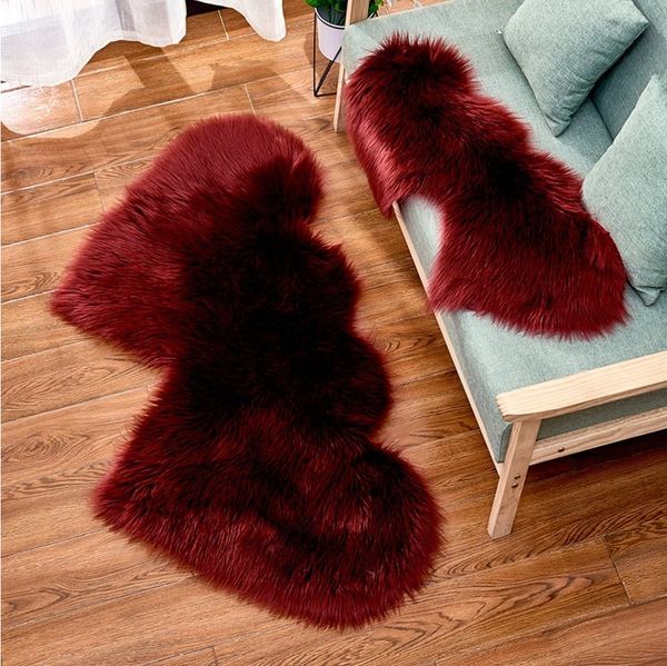 BTTO TEPP Hochflor-Teppich Hochflor Fellteppich,Herz Teppich,Weicher Flauschiger Teppich, Doppelherz 35*70cm, für Stuhl Sofa Wohnzimmer Schlafzimmer