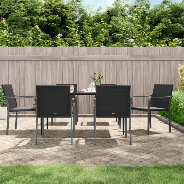 vidaXL Gartenstühle mit Kissen 6 Stk. Schwarz 56x59x84 cm Poly Rattan 3187076