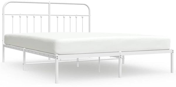 Doppelbett, Bettgestell Modernen mit Kopfteil Metall Weiß 180x200 cm d772e