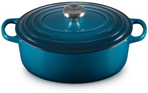 LE CREUSET Bräter Gusseisen-Bräter mit Deckel, Oval, Gusseisen, Ø 27 cm, Deep Teal, 21178276422430