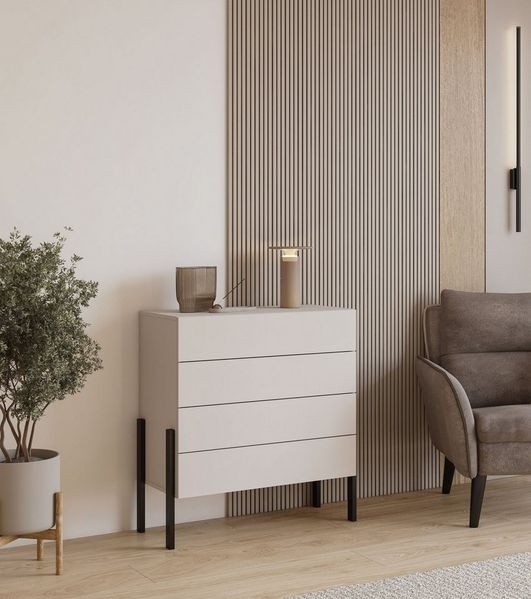 OTTO home Kommode Jukon, Breite 84 cm, moderne grifflose Kommode, Schubladenkommode mit 4 Schubkästen, push to open Funktion