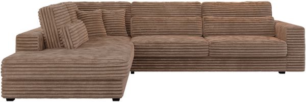 Freistehendes Ecksofa mit lose Kissen, L-form - SAVONA - links - Braun Cord Bild 5