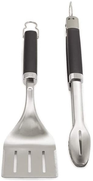 Weber 'Premium' Grillbesteck-Set groß, 2-teilig, Edelstahl, bestehend aus Grillzange & Wender (je 46 cm), spülmaschinenfest, Silber (6763)