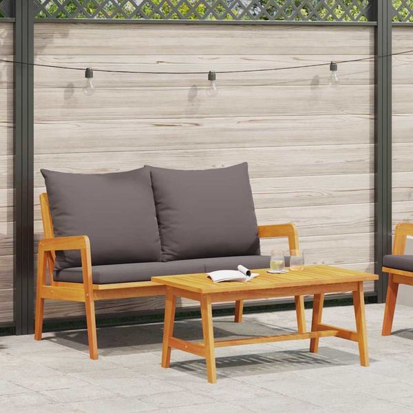 vidaXL Bistrogarnitur mit Kissen 2 pcs Öl-Natur Massivholz Akazie 4106462