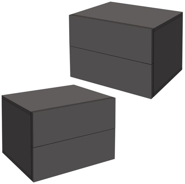 ML-DESIGN Nachttisch Kommode hängend mit 2 Schubladen Holzwerkstoff Wandmontage (Komplett-Set, 2-St), 2x Nachtschrank Dunkelgrau mit griffloses öffnen Wandregal 42 x 29 x 30 cm