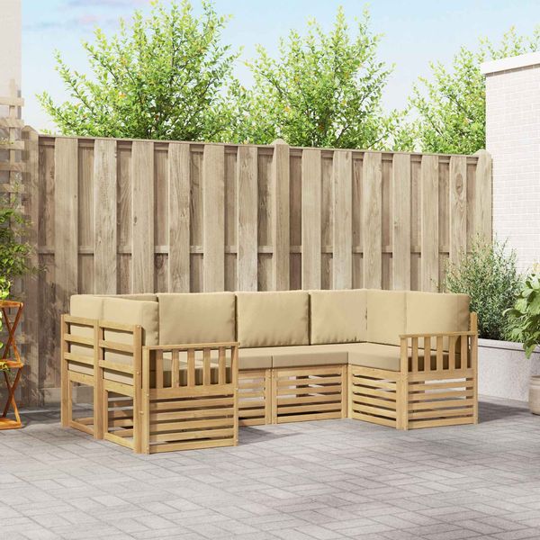 vidaXL Outdoor-Sofagarnitur 5 pcs Weiß und Beige 245 x 128,5 x 73 cm 3392388