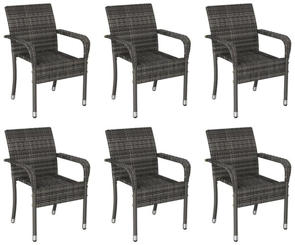 Yaheetech Gartenstuhl 2/4/6er-Set Esszimmerstuhl Rattan-Optik mit Metallbeinen (6 St), Küchenstuhl fürs Esszimmer/Balkon/Terrasse