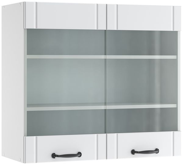 Küchenglasschrank Fame-Line Weiß Landhaus 80 cm Vicco
