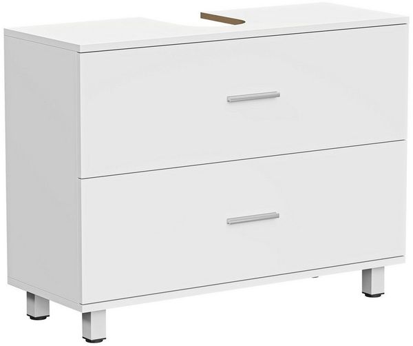 HOMCOM Waschbeckenunterschrank Badezimmerschrank mit 2 Schubladen (Badezimmer Unterschrank, 1-St, Waschtischunterschrank) Weiß 80 x 30 x 60 cm