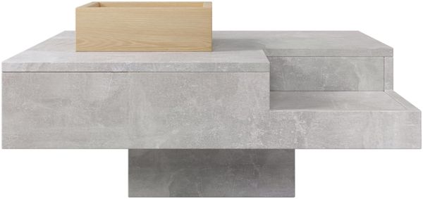 LVHOM Couchtisch mit herausnehmbaren Holzbox, Beistelltisch Betonoptik, Wohnzimmertisch Indutrial Kaffeetisch, 72x72x30cm, Grau Bild 9