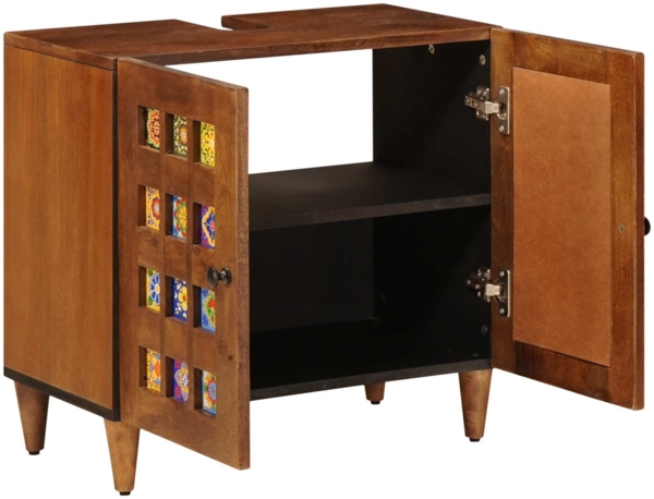 vidaXL Waschbeckenschrank mit Speicher mit Tür Walnuss 62 x 33 x 58 cm 4018243