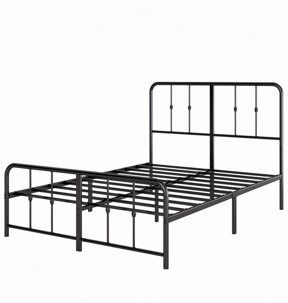 ZINUS Bettgestell Florence, Bett mit Kopf- und Fussteil, (90x200cm & 140x200cm) (Schwarz, 140x200cm), Inklusive Lattenrost, Hohe Stabilität, Leichter Aufbau