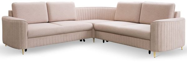 MOEBLO Ecksofa Leman, goldenen Beinen, mit Schlaffunktion, mit Bettkasten, Eckcouch Wohnlandschaft Sofa mit Ottomane Eckgarnitur Polsterecke, (BxHxT): 255x86x255 cm