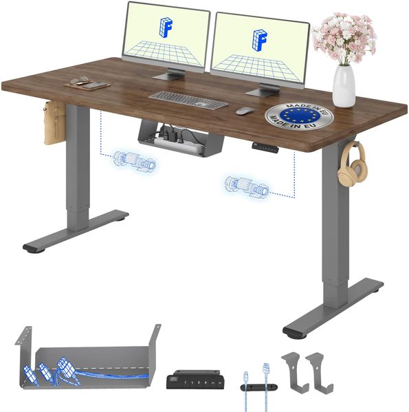 FLEXISPOT Höhenverstellbarer Schreibtisch mit 2 Motoren & 25MM EINTEILIGER Tischplatte 160x80 cm, Ergonomischer Bürotisch Elektrisch mit Kabelmanagement, Memory Funktion & Höhenanzeige