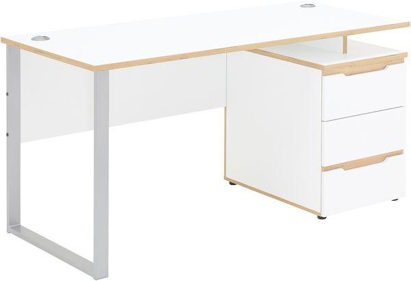 Schreibtisch >Memphis< in Weiß / Artisan / silber - 150x77x73 (BxHxT)