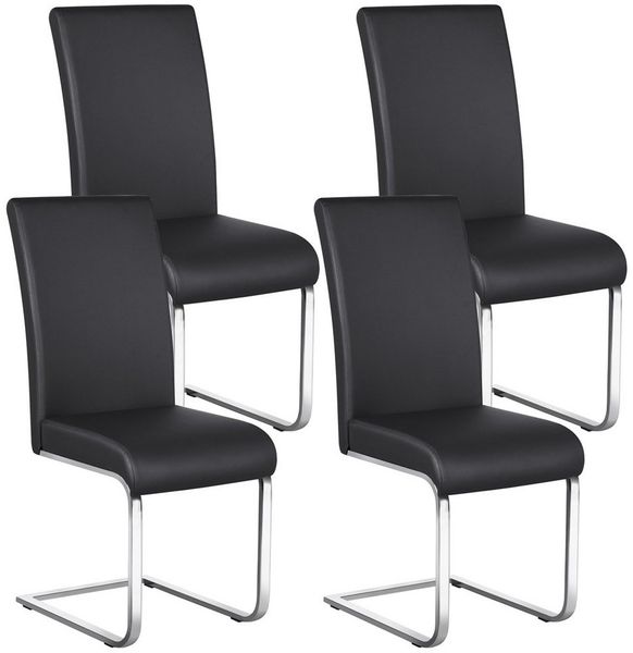 Yaheetech 4er-Set Freischwinger, Kunstleder, Schwarz, 41,5 x 55 x 103 cm