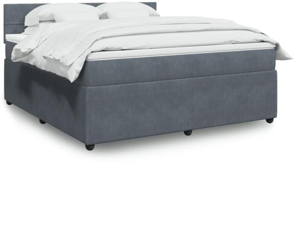 vidaXL Boxspringbett mit Matratze Dunkelgrau 180x200 cm Samt 3290107