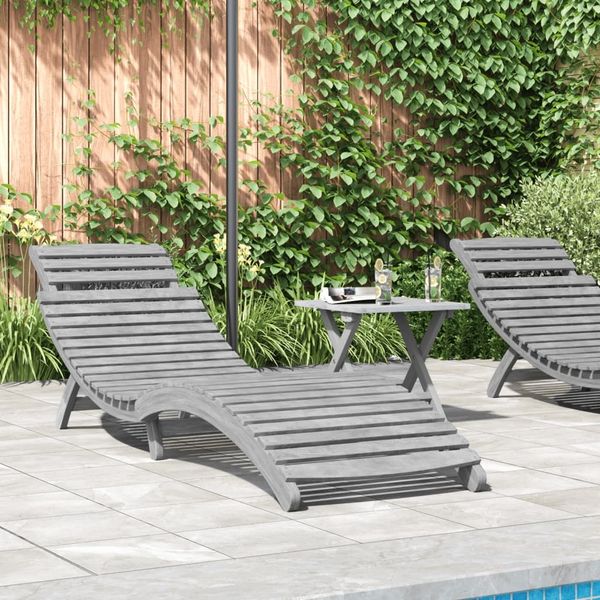 Sonnenliege, Gartenliege Grau 184x55x64 cm Massivholz Akazie