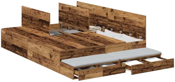 vidaXL Aufbewahrungsbettgestell Altholz 140 cm Holzwerkstoff 3335699 Bild 2