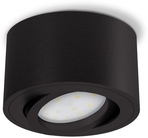 SSC-LUXon LED Aufbaustrahler CELI-1BM Decken Aufbauspot flach schwenkbar in schwarz mit LED Modul, Neutralweiß