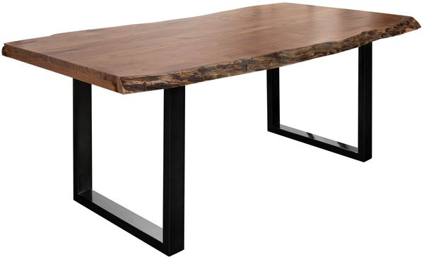 Baumtisch Akazie 200x100x77 natur lackiert / U-Beine anthrazit glänzend FREEFORM 5