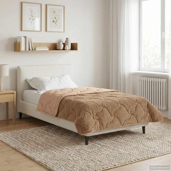 vidaXL Ganzjahresbettdecke Gepolstert Taupe 155 x 200 cm 42026279
