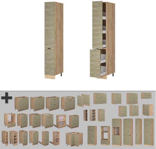 Apothekerschrank Fame-Line Eiche Paneel 30 cm Vicco Bild 5