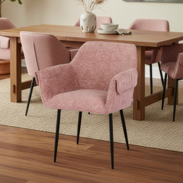 HOME DELUXE Esszimmerstuhl chenille CHENO - 1er Set Rosa