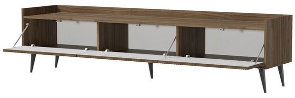 Deine Möbel 24 TV-Board DALIA 05 TV-Lowboard TV-Schrank 180 cm breit (DALIA-Kollektion, 1 St, ideal für Wohnzimmer), 3 Klappen, geriffelte Fronten, Farbe Kashmir oder Walnus