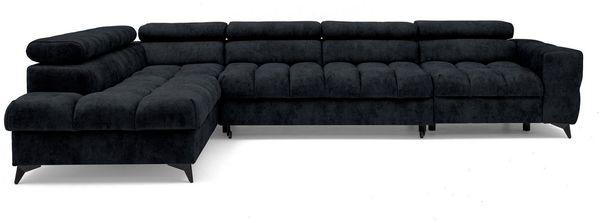 Muffo Ecksofa Pudding Maxi, Elegante starke Steppung, mit Bettkasten, verstellbaren Kopfstützen, mit Schalffunktion