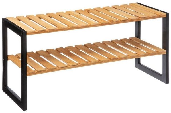 Schuhregal für Flur, Bambus, 2 Ebenen