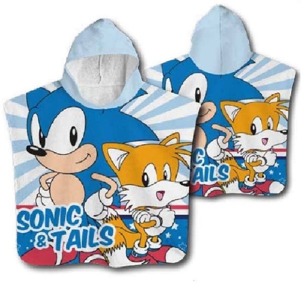Sonic The Hedgehog Badeponcho Kinder Poncho mit Kapuze 50 x 100cm