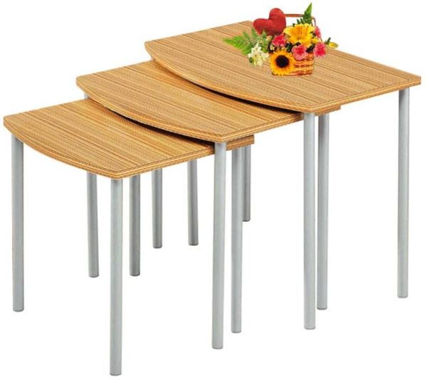 Dreisatztisch Beistelltisch Blumentisch Nachttisch Hocker Ablage Holz Metall