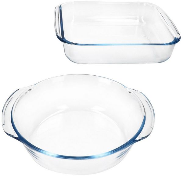 MamboCat Auflaufform MamboCat 2tlg Set Brat-&Backform 800ml 1,8L Glas Auflaufform Ofenform, Glas