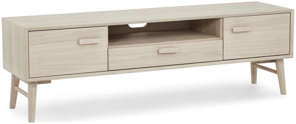 TV-Board Otaro Eiche Whitewash 160 cm - mit Türen, Schublade & Soft-Close