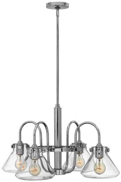 Kronleuchter, Hängelampe, Glas Stahl Chrom, D 68,6 cm