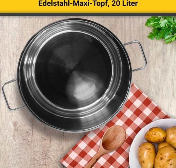 Karl Krüger Jumbotopf Maxi mit Glasdeckel, Edelstahl, 20 l Bild 2