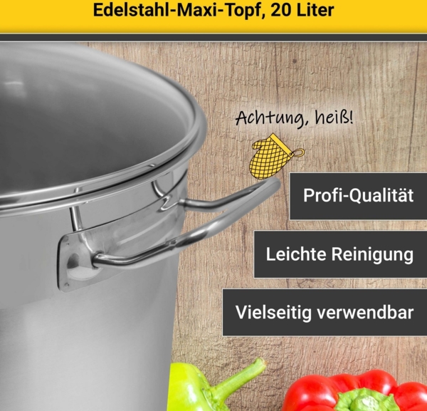 Karl Krüger Jumbotopf Maxi mit Glasdeckel, Edelstahl, 20 l Bild 3