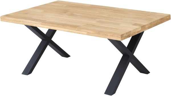 Couchtisch >Chris X< in Eiche, schwarz, Eiche massiv, Metall - 110x47x70 (BxHxT)