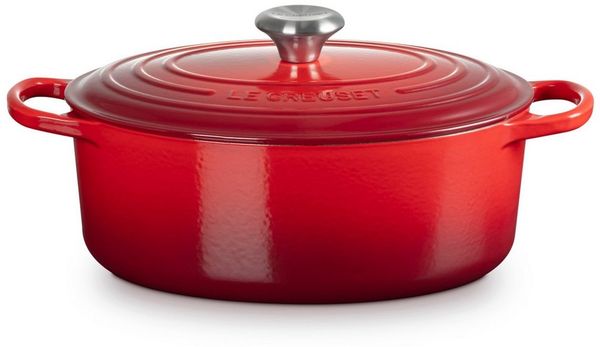 Le Creuset Bräter 'Signature' , Gusseisen , Oval, für alle Herdarten und Induktion geeignet, Kirschrot, 31,0 cm