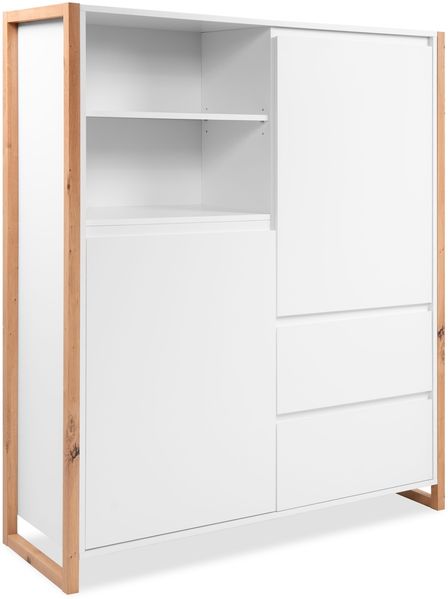 Highboard >Denver< in weiß / Dekor Artisan Oak - 120x139x40cm (BxHxT)