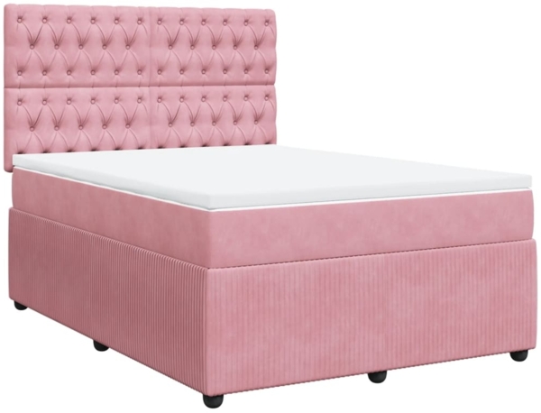 vidaXL Boxspringbett mit Matratze Rosa 140x190 cm Samt 3292345