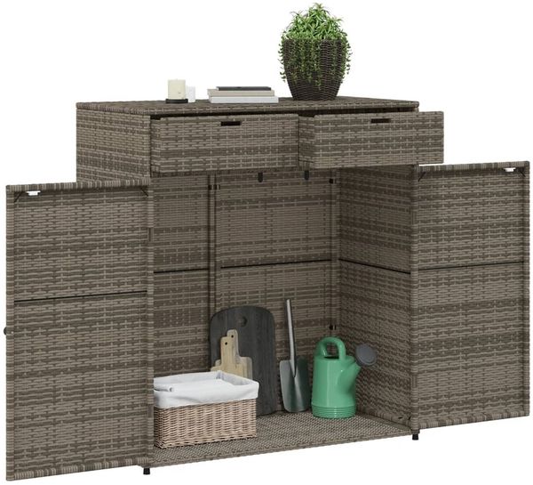 vidaXL Gartenschrank Grau 105x55x113 cm Poly Rattan 365565 Bild 5