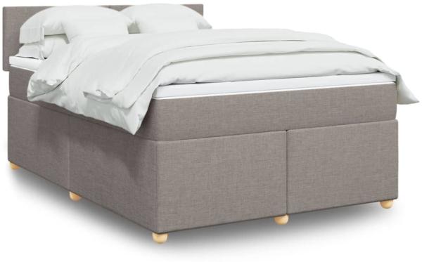 vidaXL Boxspringbett mit Matratze Taupe 140x190 cm Stoff 3286672