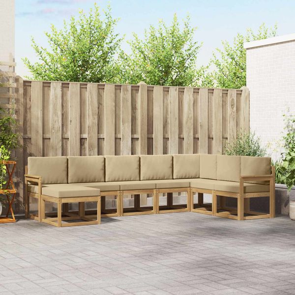 vidaXL Outdoor-Sofagarnitur mit Kissen 8 pcs Weiß und Beige 3388042