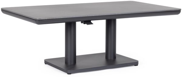 Gartencouchtisch Legumi aus Aluminium und Stein, modern, anthrazit, höhenverstellbar 140x80 cm