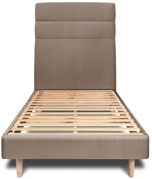 Bett mit gefüttertem Kopfteil – Samtstoff - 90 x 200 cm